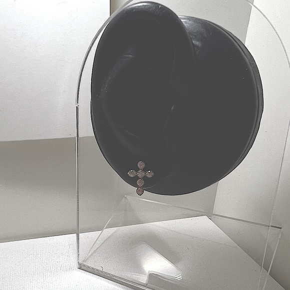 Platinum Cross CZ Earring Studs - Picture 3 of 4